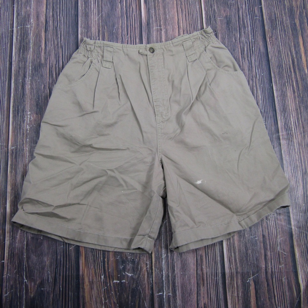 Marsh Landing Pleated Shorts Men 10 Tan Khaki Cotton Elastic Waist Outdoor